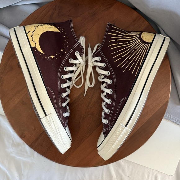 Converse Chuck Taylor All Star Brown Moon and Sun High-Top Sneaker M10.5/W12.5 - Picture 1 of 16